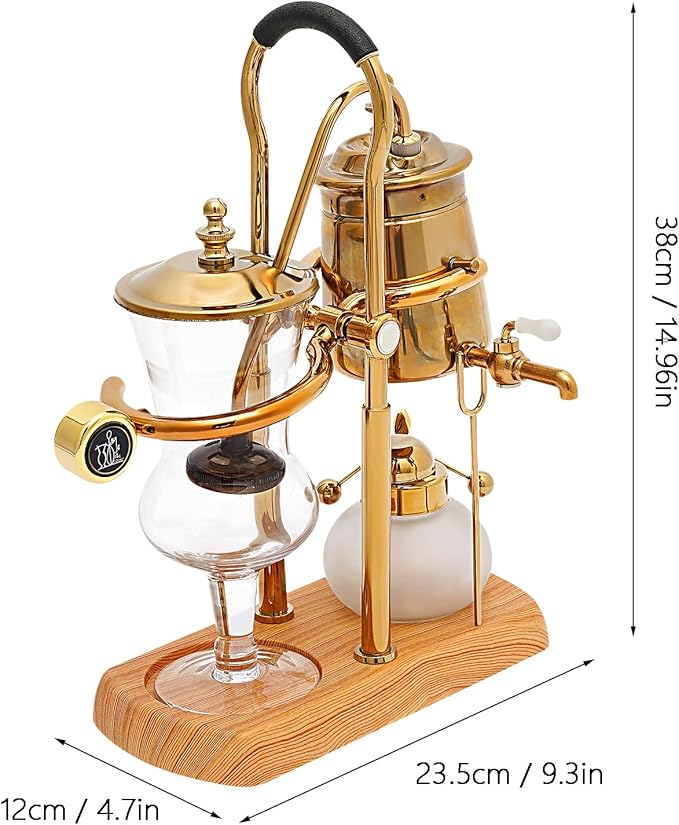 Family Balance Siphon Syphon Coffee Maker Siphon Brewer, Elegant Retro-Style Design (Gold)