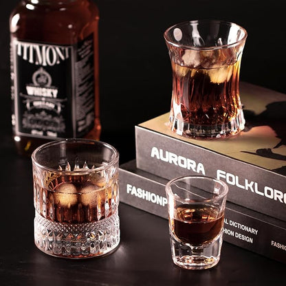 KAMMAK 2 Pack Shot Glasses Bulk 2.5oz Cool Shot Glasses with Heavy Base for Whiskey, Vodka in Bar And Party Gifts for Men, Whisky Lovers, Wedding, Anniversary, Birthday