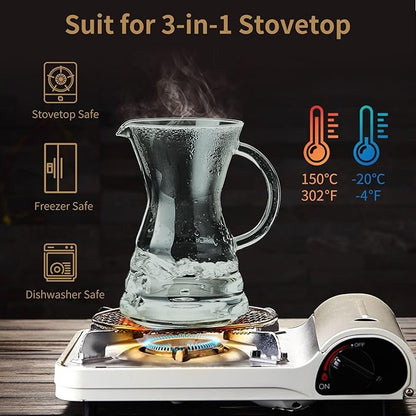 Unbreakable - Pour Over Coffee Maker with Permanent Stainless Filter 27 fl oz, Thickened Heat-Resistant Borosilicate Glass Dripper Coffee Brewer, Stovetop Safe, Ink