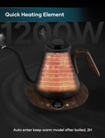 Load image into Gallery viewer, Electric Kettles, INTASTING Gooseneck Electric Kettle, ±1℉ Temperature Control, Stainless Steel Inner, Quick Heating, for Pour Over Coffee, Brew Tea, Boil Hot Water, 1500W/0.9L (Glossy Black)