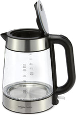 Load image into Gallery viewer, Amazon Basics Electric Kettle with Glass Carafe for Tea and Coffee, BPA-Free, Fast Boiling, Auto Shut-Off, 1.8 Quarts, 1500W, Black and Silver