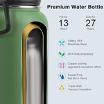 Load image into Gallery viewer, Koodee Insulated Water Bottle, 32 oz Stainless Steel Double Wall Vacuum Wide Mouth Sport Bottle with Leakproof Spout Lid (Grass Green)