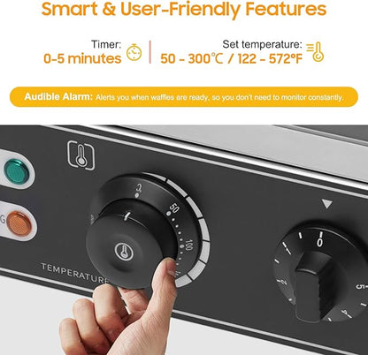 Commercial Waffle Stick Maker, Non-Stick Waffle Maker, Restaurant Flip Waffle Stick Maker, Makes Individual Waffles, Time and Temperature Controls, for Restaurant Snack Bar Home Use