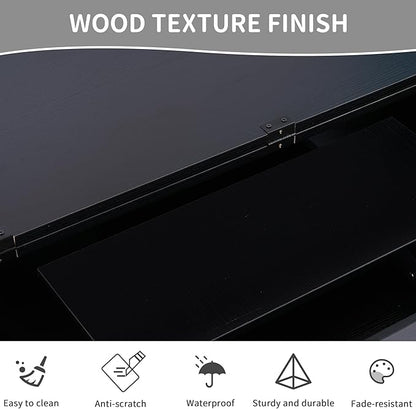 Lift Top Coffee Table with Storage, Black Lift Top Coffee Table with Drawers&Hidden Compartment, Multi-Functional Center Table, Convertible Coffee Tables into Dining Table for Home Living Room Office