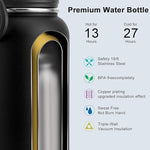 Load image into Gallery viewer, Koodee Insulated Water Bottle, 18 oz Stainless Steel Double Wall Vacuum Wide Mouth Sport Bottle with Leakproof Spout Lid (Black)