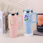 Load image into Gallery viewer, ThermoThrill Ships Next Day, Personalized 40 Oz Tumbler with Handle and Straw Custom Tumbler with Text Stainless Steel Mug Birthday Gifts for Women