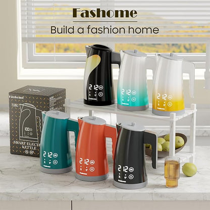 Electric Kettle Temperature Control, 304 Stainless Steel Interior, BPA-Free, 1.25L Hot Water Boiler, 1200W Kettle with Auto Shut-Off & Boil Dry Protection, Cordless Base (Yellow Gradient)