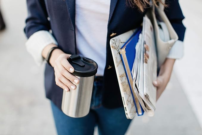 PRESSE by Bobble French Coffee Press And Insulated Stainless Steel Travel Tumbler for On-The-Go Brewing - 13 oz (Blue)