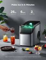 Load image into Gallery viewer, GoveeLife Smart Ice Maker Countertop, Portable Ice Machine with Voice Control, 9 Ice Cubes in 6 Minutes 3 Sizes, 26lbs/24Hrs, Self Cleaning RGB Lights, Quiet Ice Maker with Scoop for Kitchen Silver