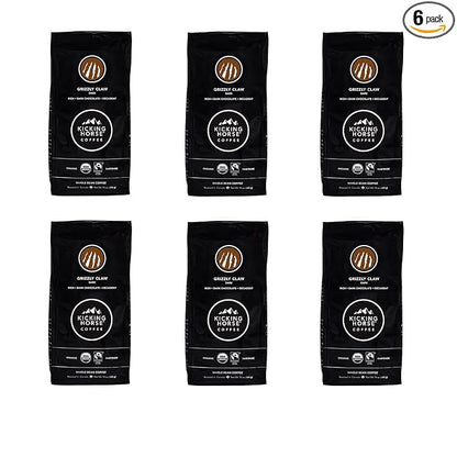 Kicking Horse Coffee, Grizzly Claw, Dark Roast, Whole Bean, 10 oz - Certified Organic, Fairtrade, Kosher Coffee (Pack of 6) (Packaging may vary),10 Ounce (Pack of 6)