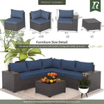 Load image into Gallery viewer, 10 Pieces Outdoor Patio Furniture Set Outdoor Furniture Patio Sectional Sofa Conversation Set w/ETL Approved 45" Gas Outdoor Fire Table &amp; Coffee Table, Swivel Rocking Chair Navy.