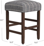 Load image into Gallery viewer, HomePop Home Decor Classic Open-Back Counter Height Barstool Square 24 Inch Bar Stools with Domed Cushion, Midnight Gray Woven Stripe