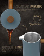 Load image into Gallery viewer, POLIVIAR French Press Coffee Maker, 34 oz Coffee Press with Real Wood Handle, Double Wall Insulation &amp; Dual-Filter Screen, Food Grade Stainless Steel for Good Coffee and Tea (Alpline)