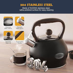 Load image into Gallery viewer, Tea Kettle Whistling Teapot for Stovetop : 2.64 Quart Food Grade Stainless Steel Tea Pot with Ergonomic Handle, Loud Whistle Camping Kettle for Tea, Coffee, Milk - Black