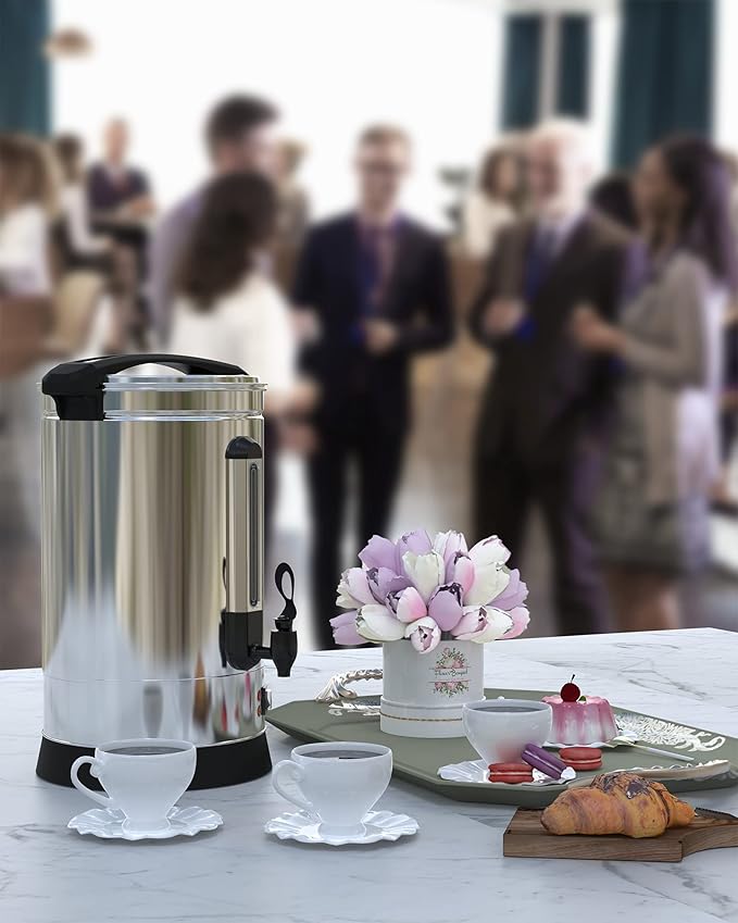 Garvee 120 Cup Commercial Coffee Maker, Food Grade Stainless Steel Large Capacity Coffee Urn Perfect for Church, Meeting rooms, Lounges, and Other Large Gatherings-18 L