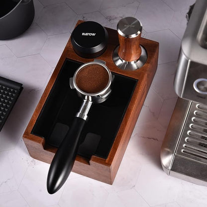 53.3mm Espresso Hand Tamper, MATOW Calibrated Spring Loaded Coffee Tamper with Stainless Steel Ripple Base, 30lbs Espresso Tamper with Red Rosewood Handle Compatible with Breville 54mm Portafilter