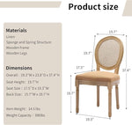 Load image into Gallery viewer, Vintage French Country Dining Room Chairs Set of 8, Rattan Dining Chairs with Solid Wood Legs, Ten Upholstered Dining Chair, Sillas para Comedor, Kitchen &amp; Dining Room Chair (Amber, Rattan, 8Pcs)