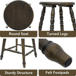 Load image into Gallery viewer, chairus 24" Backless Counter Height Bar Stools Set of 4, Farmhouse Wooden Counter Stools with Round Seat &amp; Turned Legs, Rustic Vintage Colonial Short Bar Chairs for Kitchen Island, Antique Brown