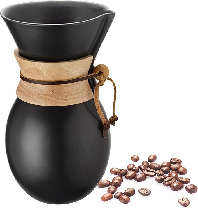 Ceramic Pour Over Coffee Maker with 20 pcs Paper Filter, 8-Cup, 34oz, Pour Over Coffee Dripper