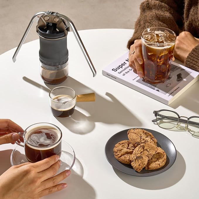 Leverpresso V4 Portable Lever Espresso Maker – Manual Espresso Machine with 51mm Ridgeless Filter Basket, Double Shot, Non-Pressurized, Perfect for Camping & Travel – by HUGH (Non- pressurized Filter)