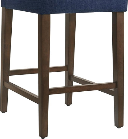 CHITA Counter Height Bar Stools Set of 3, 27" H Seat Height Upholstered Barstools, Fabric in Midnight Blue