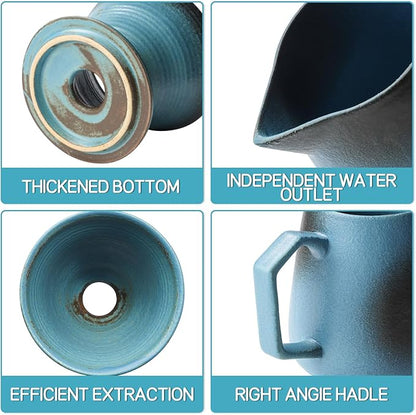 Pour Over Coffee Maker, Blue Ceramic Coffee Dripper 20oz/620ml, with 50 pcs V60 Paper Filter, Drip Coffee Brewer for Home & Café Enthusiasts, Vintage-Style