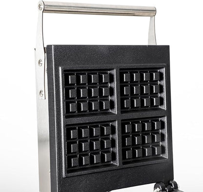Commercial Square Waffle Maker, 110V Belgian Waffle Maker Iron, 2 Square-Shaped Waffles,Non-Stick Teflon Coating,50-300℃/122-572℉ Adjustable