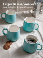 Load image into Gallery viewer, Teocera Ceramic Coffee Mug Set of 4-12 oz Coffee Mugs with Large Handles for Hot or Cold Drinks Like Latte, Cocoa, Tea or Juice - Smooth Ceramic, Dishwasher Safe, Turquoise