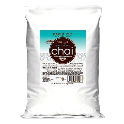 White Shark Chai Tea Latte Mix, 64 Oz, White Tea, Organic Spices, Dairy Free, Serve Hot or Cold, Just Add Water or Milk, 65 Servings