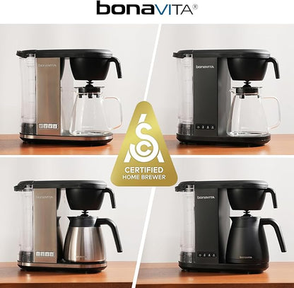 Bonavita Enthusiast 8 Cup Drip Coffee Brewer, Pour Over, SCA Certified Coffee Machine with Thermal Carafe, Stainless Steel Panel, Removable Reservoir