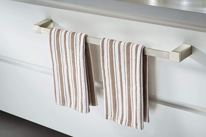 Moen YB8824BN 90 Degree Modern 24-Inch Bathroom Single Towel Bar, Brushed nickel