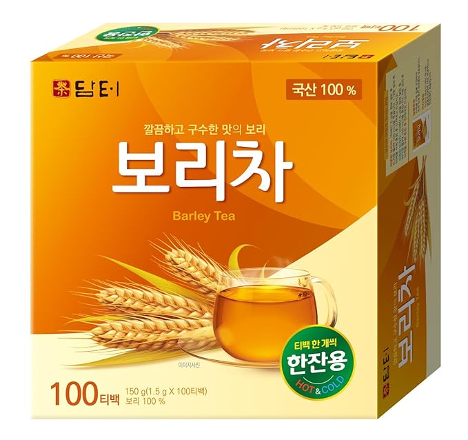 Damtuh Korean Barley Tea – Roasted Boricha Mugicha, Nutty Herbal Tea, Caffeine-Free, 100 Tea Bags (1.5g each)