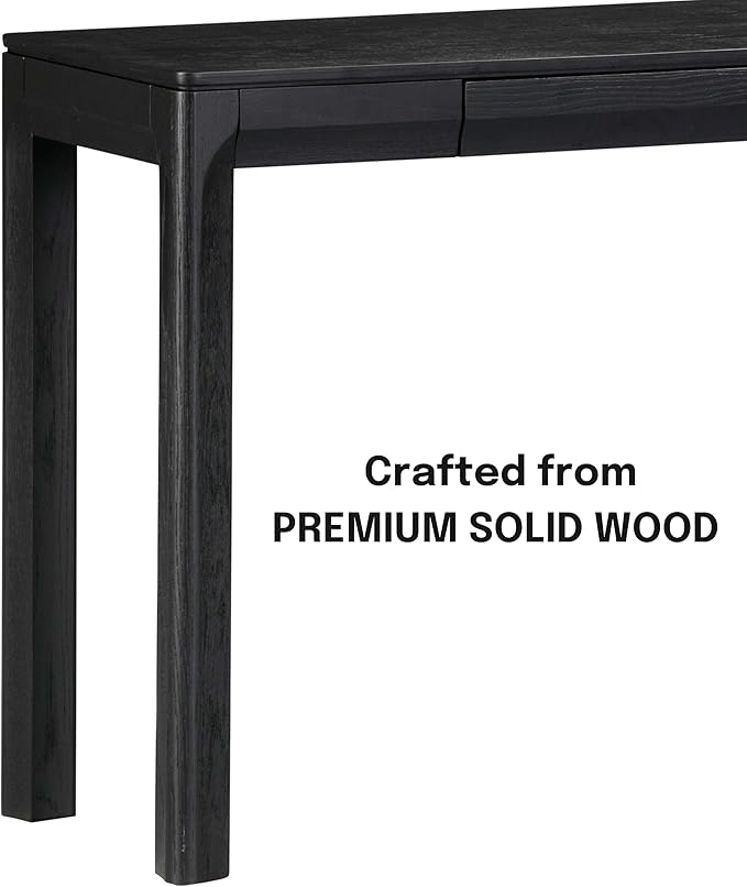 NTC Flow Modern Wooden Rectangle Console Table with Hidden Drawer – Waterproof & Heat Resistant, Burnt Black