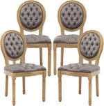 Load image into Gallery viewer, French Country Dining Chairs Set of 4, Vintage Wooden Dining Chairs with Fabric Upholstered Tufted Seat,Solid Wood Legs&amp;Frame, Farmhouse Kitchen&amp;Living Room Chairs(Gray,4 Pcs)