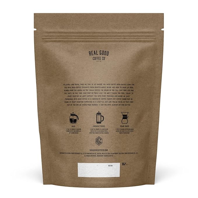 Real Good Coffee Company French Roast Whole Bean Coffee - Extra Dark Roast - 100% Arabica Beans - 32 Oz