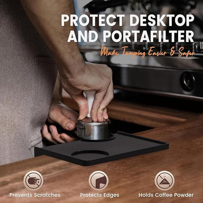 NEW: VIENESSO Tamping Mat for Espresso Machine - Non-slip Tamper Station for the countertop - Barista Accessories with notch for the Portafilter - Table edge protection + E-Book