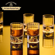 DUJUST 【2025 New Design】 Gold Mountain Shot Glasses (1.5oz), Crystal Shot Glass Set Decorated with 24K Gold Mountain, BPA-Free & Lead-Free, Perfect for Décor & Collection, Gift Choices - 2 pcs
