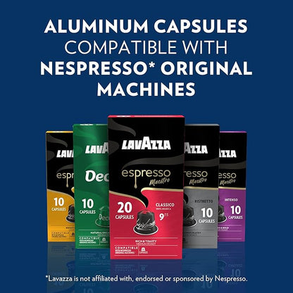 Lavazza Espresso Variety Pack of Aluminum Capsules Compatible with Nespresso* Original Machines, Contains Light, Medium, and Dark Espresso Roast (60 Capsules)