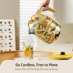 Load image into Gallery viewer, Hazel Quinn X Eduardo Recife Collaboration Electric Kettle - 1.7 Liters (57oz) Stainless Steel Water Kettle, BPA-Free Interior, 1200W Fast Boiling, Cordless, Automatic Shut Off - Floral Printed