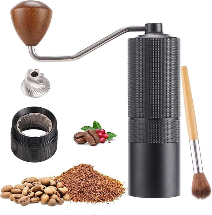 Manual Coffee Bean Grinder,Popsweeter C38 hand coffee grinder with Stainless Steel Conical Grinding Burr for Espresso,Pour Over,FrenchPress,Moka,Americano, for Office Home Traveling Camping