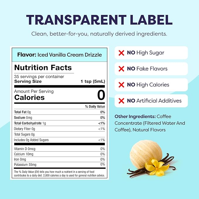 Coffee Concentrate - Limited Release Flavors - Cold Brew Coffee, Perfect for Hot or Iced Instant Coffees, Hot Drinks, Cold Brew Concentrate, 35 Servings - Iced Vanilla Cream Drizzle