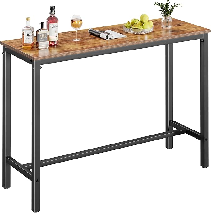 Mr IRONSTONE Bar Table, 47" Pub High Top Table Rectangular Bar Height Table Sofa Console/Dining Coffee Table, for Narrow Space, Living Room, Vintage