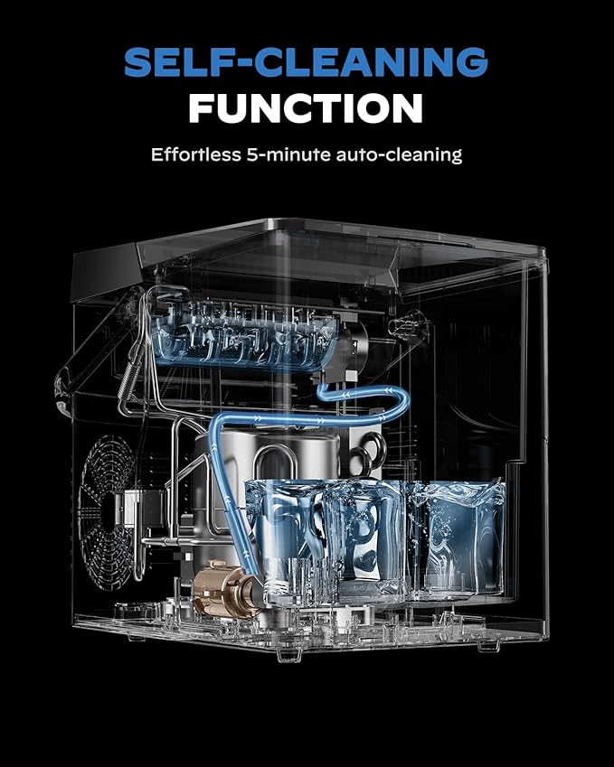 Countertop Ice Maker, Compact Ice Maker with Larger 2.5L Expanding Ice Basket & 1.8L Water Tank, Smart Touch Control, 9 ICES in 6 Mins, Self-Cleaning, for Home/Party/Office/RV