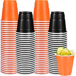 Load image into Gallery viewer, 100 Pack 2 oz Plastic Shot Glasses Disposable Shot Cups, Mini 2oz Party Cups for Halloween, Birthday, Wedding, Bachelorette Party, Baby Shower Supplies (Orange, Black)