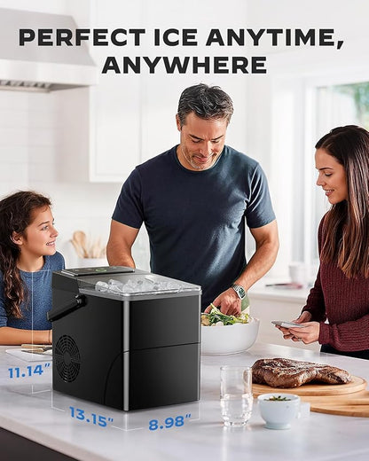 Countertop Ice Maker, Compact Ice Maker with Larger 2.5L Expanding Ice Basket & 1.8L Water Tank, Smart Touch Control, 9 ICES in 6 Mins, Self-Cleaning, for Home/Party/Office/RV