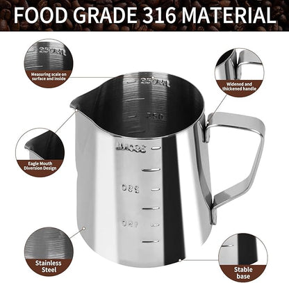 Gmnuiy51mm Coffee Tamper Set 23 PCS, Espresso Accessories Kit Barista Kit,316stainlesss Tamper & WDT Tool,316stainlesss Frothing Pitcher, Stirrer, Tamper Mat, Latte Art Pen Coffee puck screen