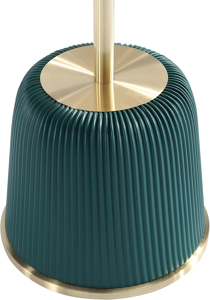 Manhattan Comfort Modern Anderson Coffee Table, 1.0 & 2.0 End Table, Upholstered in Green Leatherette with Ceramic Faux Tabletop and Gold Metal Tabletop- Set of 3