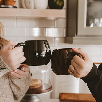 Sweet Water Decor Black Pumpkin Coffee Mug, 19oz Ceramic Fall Mug, Cozy Autumn Home Decor Drinkware for Coffee, Tea & Cider, Microwave & Dishwasher Safe, Fall Gift for Men & Women