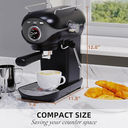 Espresso Coffee Machine, 20 Bar Compact Semi-Automatic Espresso Machine with Milk Frother for home Latte, Cappuccino, Black