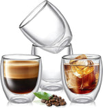 Load image into Gallery viewer, 5 Ounces Set of 4 Double Walled Glass Coffee Mugs Insulated Layer Coffee Cups Borosilicate Glass Espresso Double Insulated Clear Glass Coffee Mug for Hot Beverages